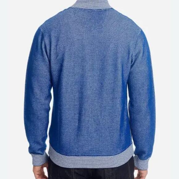 ROBERT GRAHAM SWEATER ZIP UP RIBBED MOCK NECK WOOL BLEND 
SZ L BLUE VERSATILE - Picture 6 of 16
